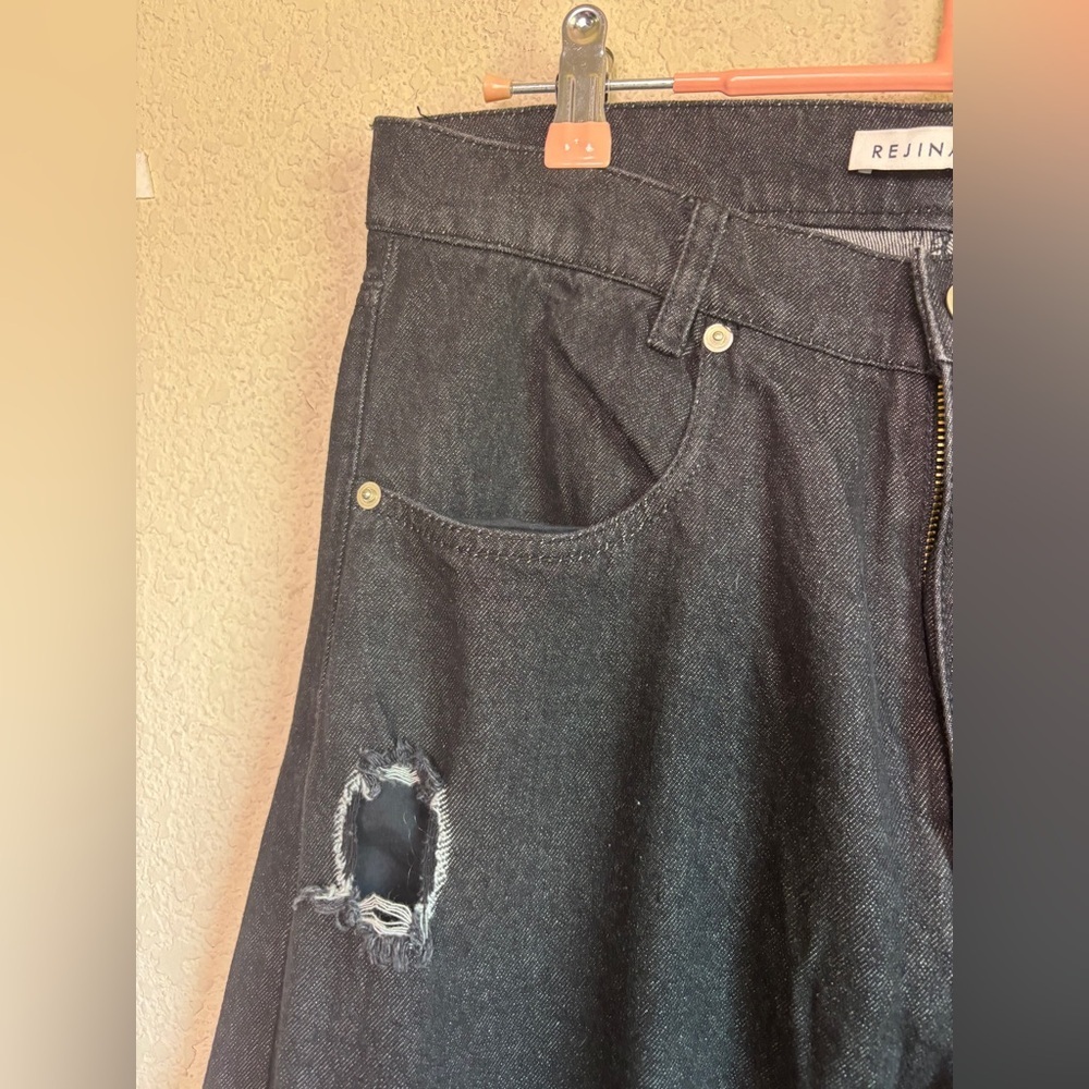 Rejina Pyo Mia Reworked Distressed Cut Out Wide Leg High Rise Relaxed Jeans 10 - Picture 7 of 10